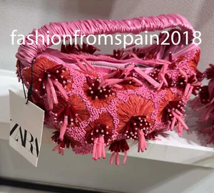 ZARA NEW WOMAN BEADED MINI BUCKET BAG PINK 6584/510/604 - Picture 1 of 3
