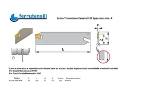LAMA TRONCATURA SCANELATURA CANELA XLCF N 3203 M04 H MM. 32 SPESSORE MM. 4,1 - Imagen 1 de 1
