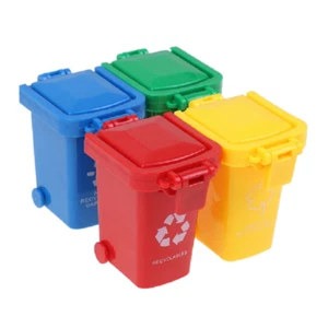 4pcs Simulation 1:12 Dollhouse Mini Trash Can Toy Garbage Curbside Bin Toys  - Picture 1 of 3