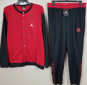 JORDAN XI RETRO 11 BASKETBALL TRACK SUIT JACKET + PANTS SET BLACK RED (3XL 2XL) - Picture 1 of 20