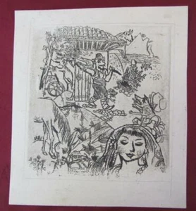 1930s ANTIQUE ORIGINAL STEEL NIB QUILL LITHOGRAPHIC PRINT  - Picture 1 of 10