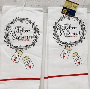 Juego de 2 toallas de cocina impresas iguales (15"x25") COCINA SAZONADA CON AMOR, GR - Imagen 1 de 12