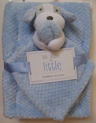Boys 2 Pc Blue Baby and Puppy Dog Lovey Nunu Security Blanket - Image 1 of 2