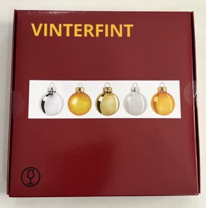 IKEA VINTERFINT 25 Christmas Ball Bauble Ornament Glass Silver Gold 1.5" - Picture 1 of 5