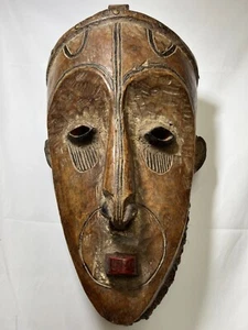 Large hand carved Fang Mask Ngil Society Gabon African Art 18" X 9"X 4" - Picture 1 of 10