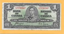 1937 BANK OF CANADA 1 DOLLAR BILL S/N7750347 NICE (CIRCULATED)