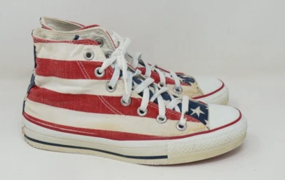 Vintage Made In USA American Flag Converse Chuck Hi Sneakers Men's Size 5 - Image 1 of 4