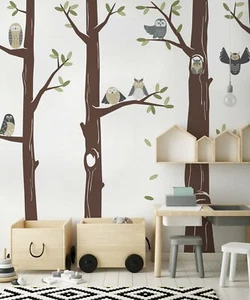 Friendly Forest Owls with Trees Wall Decal - Picture 1 of 10
