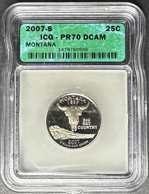 2007-S Proof Montana Quarter ICG PR-70 DCAM, Buy 3 Items, Get $5 Off!! - Image 1 of 2