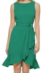 Calvin Klein Green Wrap Ruffle dress US 8 - Picture 1 of 5
