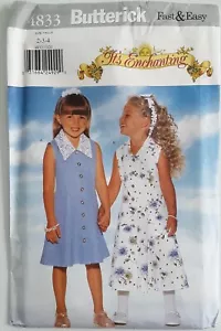 BUTTERICK #4833 GIRLS TODDLER SIZES 2-3-4 DRESS AND HEADBAND PATTERN UNCUT - Picture 1 of 4