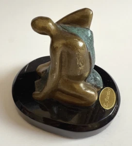 Vintage Erasmo Fuentes Girl Looking Up Bronze Art Statue Sculpture Décor 4.5", - Picture 1 of 9