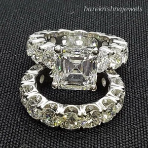 Laborgefertigter Verlobungsring 3,10 kt Asscher-Schliff Diamant 14 K Weißgold-Finish - Bild 1 von 7