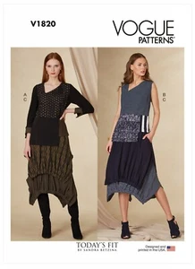 Vogue Advanced SEWING PATTERN V1820 Misses' Top & Skirt Sizes A To J - Picture 1 of 7
