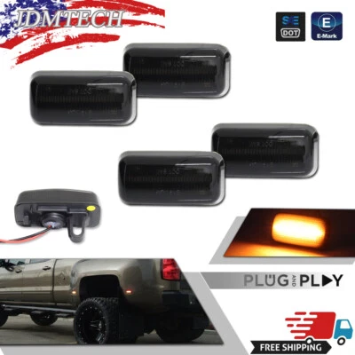 For 15-23 Chevy Silverado 2500HD 3500HD Dually Bed LED Side Marker Lights Smoked - Image 1 of 4
