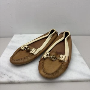 Tory Burch Daria Flats Size 7.5” Driving Moccasins Neutral Designer Office Chic - Picture 1 of 8