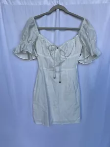 Sabo Skirt milkmaid dress linen cotton puff sleeve cream square neck women’s XS - Picture 1 of 4
