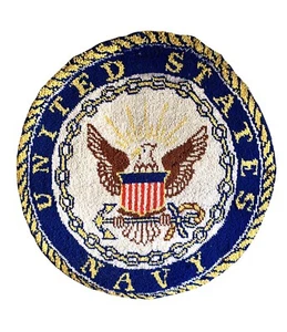 US Navy Hooked Rug Wall Hanging - Picture 1 of 6