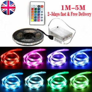 1/5M 5050 RGB LED Streifen Kit TV Hintergrundbeleuchtung Schrank Küche Akkubetrieben UK - Bild 1 von 12