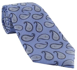 Haddon & Burley Blue Small Paisley Silk Tie - Picture 1 of 4