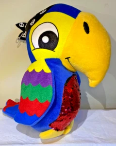 Nanco Pirate Parrot Plush Red & Black Sequin Stuffed Animal W/ Skull Bandana - Picture 1 of 8