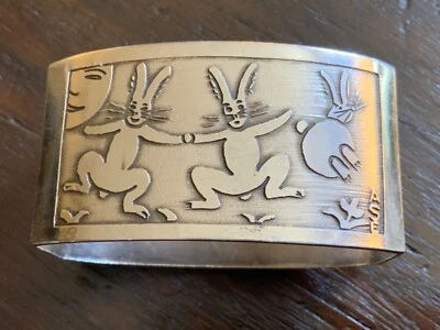 Antiguo Anillo Servilletero Francés Plata Marcado ASE Diseño Conejo Conejo Foto 1 de 4