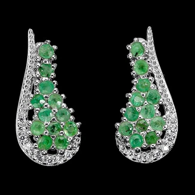 Pendientes de plata de ley 925 redondos esmeralda 2 mm joyas de piedras preciosas naturales Foto 1 de 4