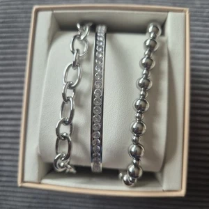 Steel by Diamonique 3 Piece Bangle & Bracelet Set BN - Picture 1 of 2