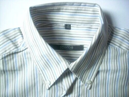 Camicia ETERNA EXCELLENT A Maniche Corte Bianca A Righe KW 40 Come NUOVA #C2853 - Immagine 1 di 1