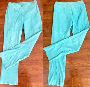 Vintage Lilly Pulitzer ELINA türkis gefüttert geteilter Saum 100 % Lamm Wildleder Hose Größe 8 - Bild 1 von 7