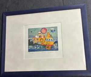 Jutta Votteler Farbradierung gerahmt Schiff Originalgrafik 97 / 150  1999 - Bild 1 von 1