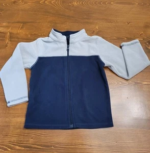 Boys 4T Toughskins Microfleece Full Zip Jacket Navy Grey Gray - Picture 1 of 4
