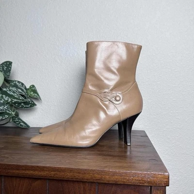 Botas de tacón alto punta cuadrada hasta el tobillo vintage años 90 2000 talla 7,5 Foto 1 de 4