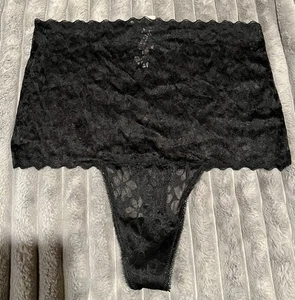 Victoria’s Secret HIGH WAIST SPITZE TANGA SCHWARZ SLIP STRETCH LARGE NEU MIT ETIKETT - Bild 1 von 3
