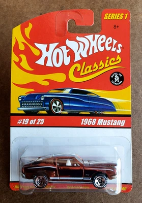 2005 Hot Wheels 1968 MUSTANG RED ZAMAC Base Classics Series 1 19/25 GOODYEAR 5SP - Image 1 of 4