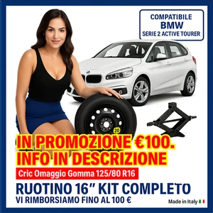 🔥🔥 Kit Ruotino di Scorta 16" Per Bmw Serie 2 Active Tourer Cric Omaggio 🔥🔥 - Imagen 1 de 11