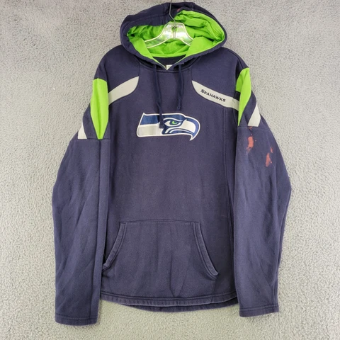 Seattle Seahawks Sweater Men M Medium Dark Blue Hoodie Pullover NFL Football Cover
