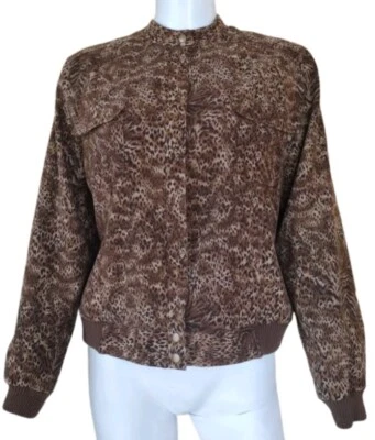 Chaqueta Norton McNaughton Mujer 14P Marrón Estampado Animal A Presión y Cremallera Manga Larga Foto 1 de 4