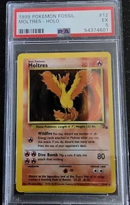 1999 Pokémon FOSSIL MOLTRES - HOLO #12 EX PSA Graded 5 - Picture 1 of 2