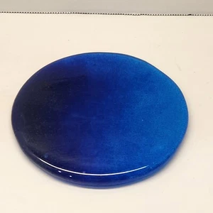 Blue Art Glass Disk Recycled Glass Paperweight - Picture 1 of 3