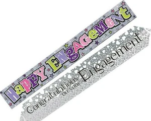Engagement Party Banner Decorations Silver Pink celebrations - Picture 1 of 3