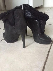 Nuevos botines B Brian Atwood de plataforma de piel de gamuza negra talla 10 - Imagen 1 de 11