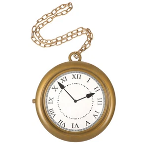 Gold Clock Necklace Halloween Cosplay Clock Necklace Hanging Neck Party Decor - Picture 1 of 11