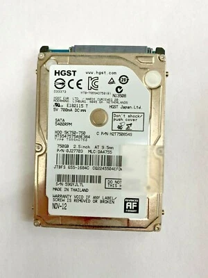 750gb Donor DRIVE HGST SATA HDD HTS547575A9E384 Repair Part Hard Drive  - Image 1 of 3