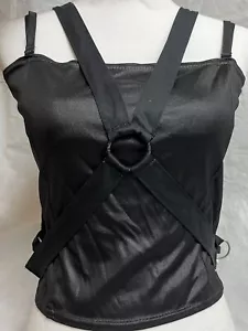 Vintage SERIOUS Black Bondage Straps Tank Top Shirt Gothic Emo Punk Raver - Picture 1 of 14