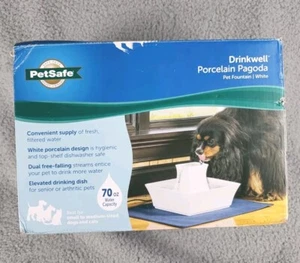PetSafe Drinkwell Porcelain Pagoda Dog Cat Filtered Water Fountain 70 oz - Picture 1 of 8