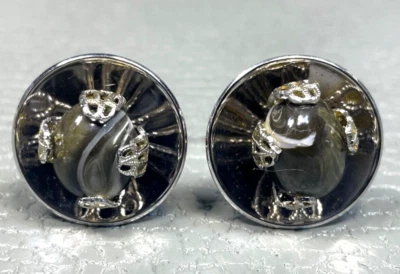 Juego de gemelos vintage de lujo enchapados en oro blanco de ágata Foto 1 de 3