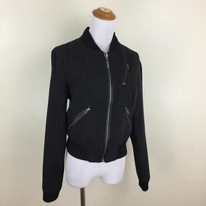 ERIK HART Dark Gray/Black Wool Blend Silver Zip Pockets Jacket Womens sz XS - Picture 1 of 11