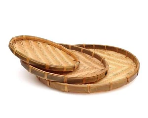 Rattan 3 Piece Set Asian Food Rice Fruit Tray Bowl Traditional Wicker Serving - Picture 1 of 2