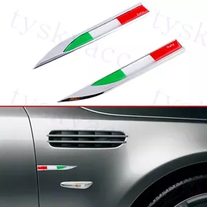 Chrome Metal Car Decorate Sticker Decal Fender Italy IT Flag Badge Emblem Trim - Foto 1 di 6